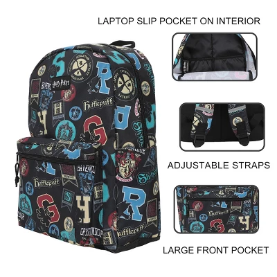 Harry Potter Hogwarts Crest And House Banners Adult 17" Laptop Backpack 3 Harry Potter Hogwarts Crest And House Banners Adult 17" Laptop Backpack - Image 3