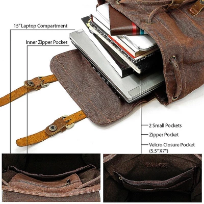 Gearonic Outdoor Sport Vintage Canvas Military Backpack 3 Gearonic Outdoor Sport Vintage Canvas Military Backpack - Image 3