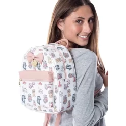 Disney Cats Saffiano Faux Leather Tote Bag Mini Backpack White