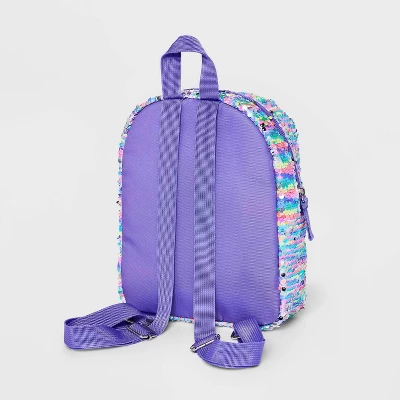 Girls' 10.5" Reverse Sequin Mini Backpack - Cat & Jack™ Purple 1 Girls' 10.5" Reverse Sequin Mini Backpack - Cat & Jack™ Purple
