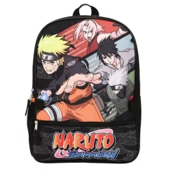 Naruto Anime Character Print Orange And Black 5-Piece Backpack Set For Boys