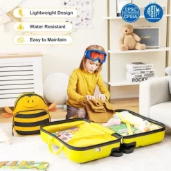 Costway 2PC Kids Ride-on Luggage Set 18'' Carry-on Suitcase & 12'' Backpack Anti-Loss Rope Yellow -All Pack Shop GUEST 1caee67f b765 4994 9ae9 5af64115aa47