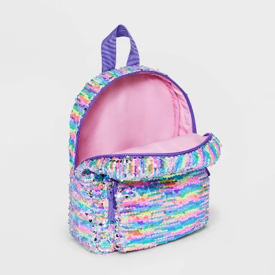 Girls' 10.5" Reverse Sequin Mini Backpack - Cat & Jack™ Purple 2 Girls' 10.5" Reverse Sequin Mini Backpack - Cat & Jack™ Purple - Image 2