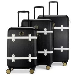 Badgley Mischka Grace Expandable Hardside Checked 3pc Luggage Set -All Pack Shop GUEST 41aa3d2f c29b 4e2b a483 d726e90b5e85