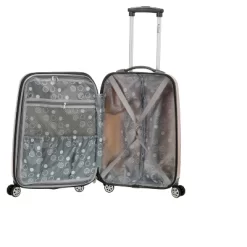 Rockland Melbourne Expandable ABS Hardside Carry On Spinner Suitcase - Gold Wave Pattern