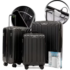 Nonstop New York 3 Piece Set (20" 24" 28") 4-Wheel Luggage Set + PowerBank & 2 Packing Cubes