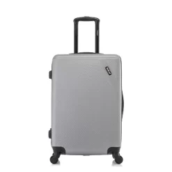 DUKAP Discovery Lightweight Hardside Large Checked Spinner Suitcase - Silver
