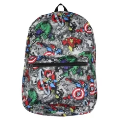 Marvel Avengers Vintage Comic Characters Laptop School Travel Backpack Grey