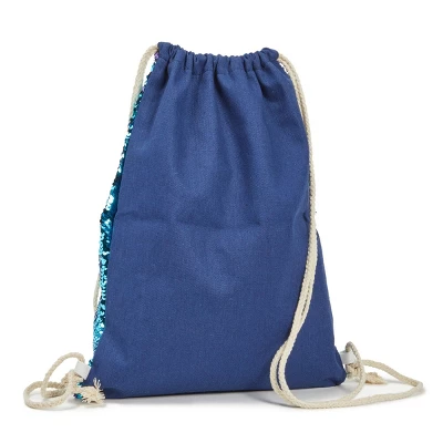 Juvale Mermaid Sequin Drawstring Backpack Reversible Sequin Bag, Blue 7 Juvale Mermaid Sequin Drawstring Backpack Reversible Sequin Bag, Blue - Image 7