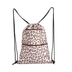 Zodaca 2 Pack Cinch Sack Drawstring Backpack For Beach Trips, Water Resistant Gym Bag With Front Zipper Pockets For Yoga, 13 X 17 Inch, Animal Print -All Pack Shop GUEST 6eb51e54 2e81 436e 9078 bacb7fe1274c