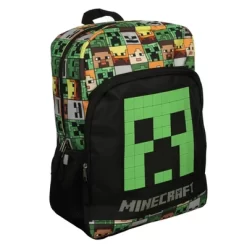 Kids' Minecraft 16" Backpack With Big Face Creeper - Black