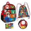 Super Mario Backpack With Detachable Mushroom Lunch Tote 16 Inch 5 Piece Set Multicoloured