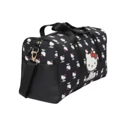 SANRIO Hello Kitty AOP In Nylon With PU Accents Black Wheeled Duffle