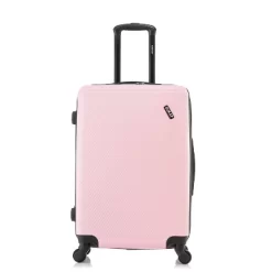 DUKAP Discovery Lightweight Hardside Large Checked Spinner Suitcase - Pink