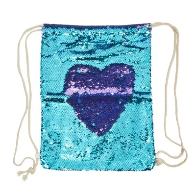 Juvale Mermaid Sequin Drawstring Backpack Reversible Sequin Bag, Blue 3 Juvale Mermaid Sequin Drawstring Backpack Reversible Sequin Bag, Blue - Image 3