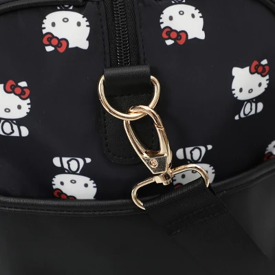 SANRIO Hello Kitty AOP In Nylon With PU Accents Black Wheeled Duffle 4 SANRIO Hello Kitty AOP In Nylon With PU Accents Black Wheeled Duffle - Image 4