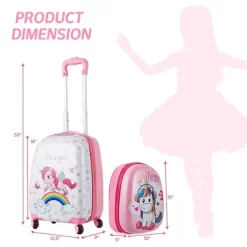 Costway 2 Pcs Kids Luggage Set 12” Backpack & 16” Kid Carry On Suitcase For Boys Girls Pink -All Pack Shop GUEST c3ae049f 6609 47a4 bb6c 4dab606054e9