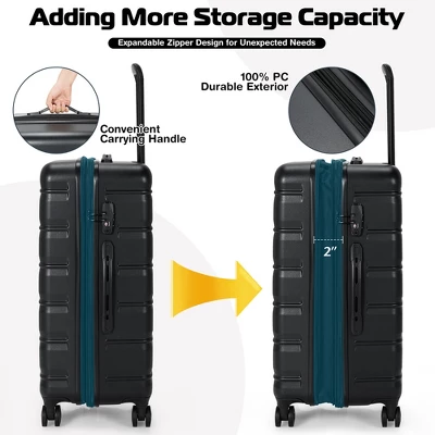 Costway 3 Piece Hardshell Luggage Set Ex Pandable Suitcase W/ TSA Lock & Spinner Wheels 5 Costway 3 Piece Hardshell Luggage Set Ex Pandable Suitcase W/ TSA Lock & Spinner Wheels - Image 5