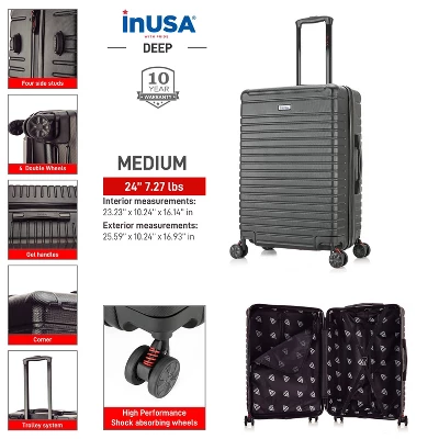 InUSA Deep Lightweight Hardside Medium Checked Spinner Suitcase 1 InUSA Deep Lightweight Hardside Medium Checked Spinner Suitcase