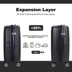 3 PCS Expanable Luggage Set, PP Lightweight Hardshell Spinner Wheel Suitcase With TSA Lock (20+24+28)-ModernLuxe 13 3 PCS Expanable Luggage Set, PP Lightweight Hardshell Spinner Wheel Suitcase With TSA Lock (20+24+28)-ModernLuxe -All Pack Shop GUEST d72062be e38f 48da 931a 84805239b009