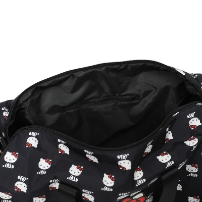 SANRIO Hello Kitty AOP In Nylon With PU Accents Black Wheeled Duffle 5 SANRIO Hello Kitty AOP In Nylon With PU Accents Black Wheeled Duffle - Image 5