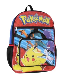 Pokemon 5 PC Backpack Set With Card Carrier, Pencil Case, Snack Bag, Stress Toy Multicoloured