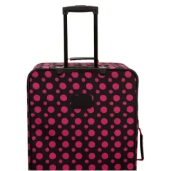 Rockland 4pc Expandable Softside Checked Luggage Set - Black Pink Dot